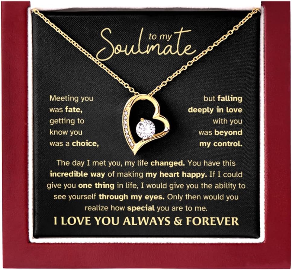 To My Soulmate Necklace For Women, Gifts For Girlfriend, Personalized Christmas Presents Best Birthday Meaningful Gift For Wife, Romantic Anniversary Jewelry for Her