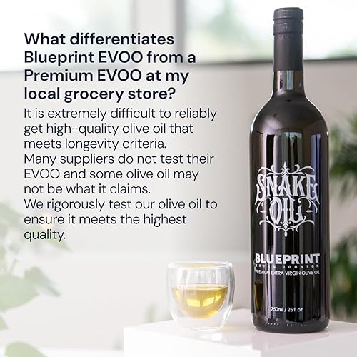 Miniatura 6 de Aceite de oliva Blueprint de Bryan Johnson  Aceite de serpiente- Aceite extra virgen de oliva con alto contenido en polifenoles (400+ mgkg)