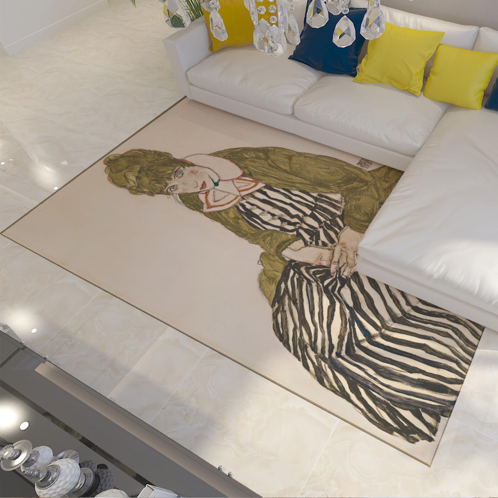 Tapis de chambre Egon Schiele anti-dérapant pour sublimer un sol glissant