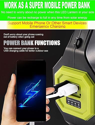 Miniatura 6 de SUYOOULIN Linterna solar LED recargable, súper brillante, 10000 lúmenes, linterna LED de mano, linterna de campamento, luz de trabajo, 5 modos de