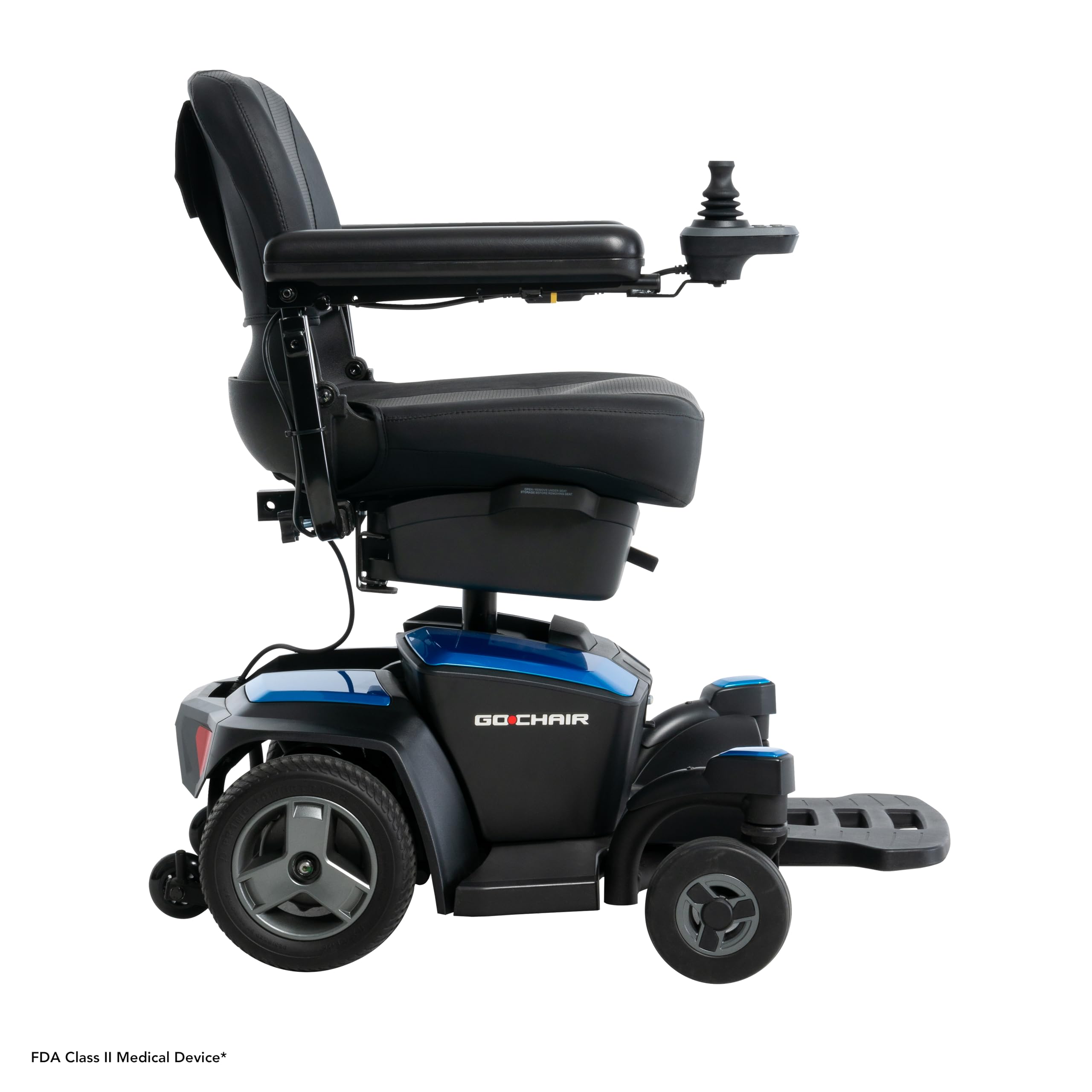 Pride Moblity Go Chair - Portable Electric Wheelchair, 20ah Long Range Battery, 300lbs lbs. Capacity, Moblity Yours Bundle & Extended Warranty (Blue)