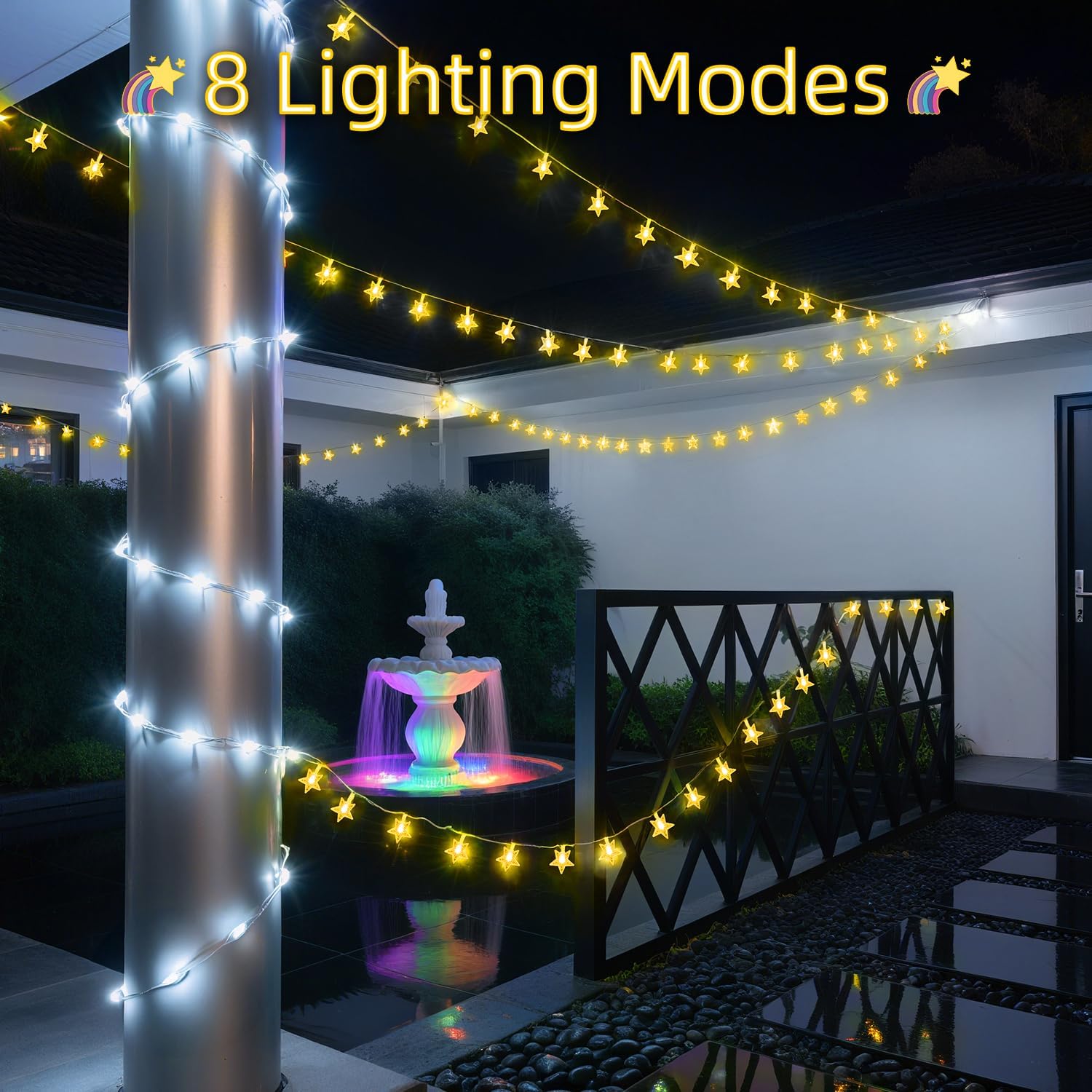 quhuatu star string lights 360 led 132ft,8 modes plug in star fairy lights with timer & memory, indoor outdoor star christmas lights for birthday party bedroom wedding home classroom decor warm white warm white 360 led 132 ft