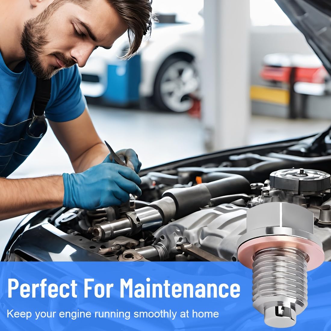 BDEPSTR Bouchon de Vidange Magnétique,Bouchon de Vidange D'huile Magnétique,écrou de Vidanges D'huile à Joint Magnétiques(M14x1,5) - 4