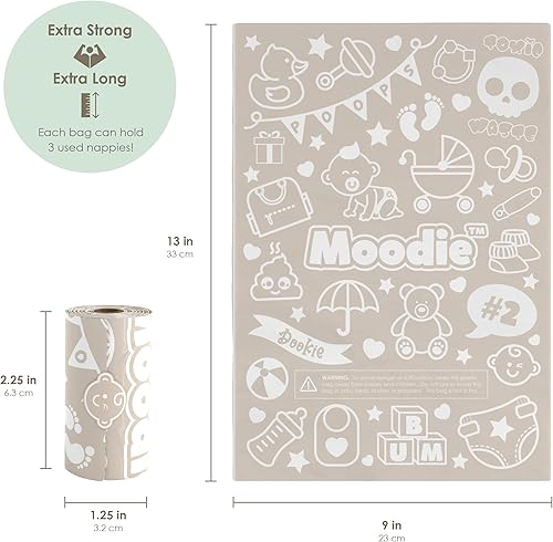 Miniatura 2 de Bolsas de pañales desechables para bebé (90 bolsas en total)  Bolsas de pañales desechables sin aroma (6 rollos de recambio de 9 x 13 pulgadas)