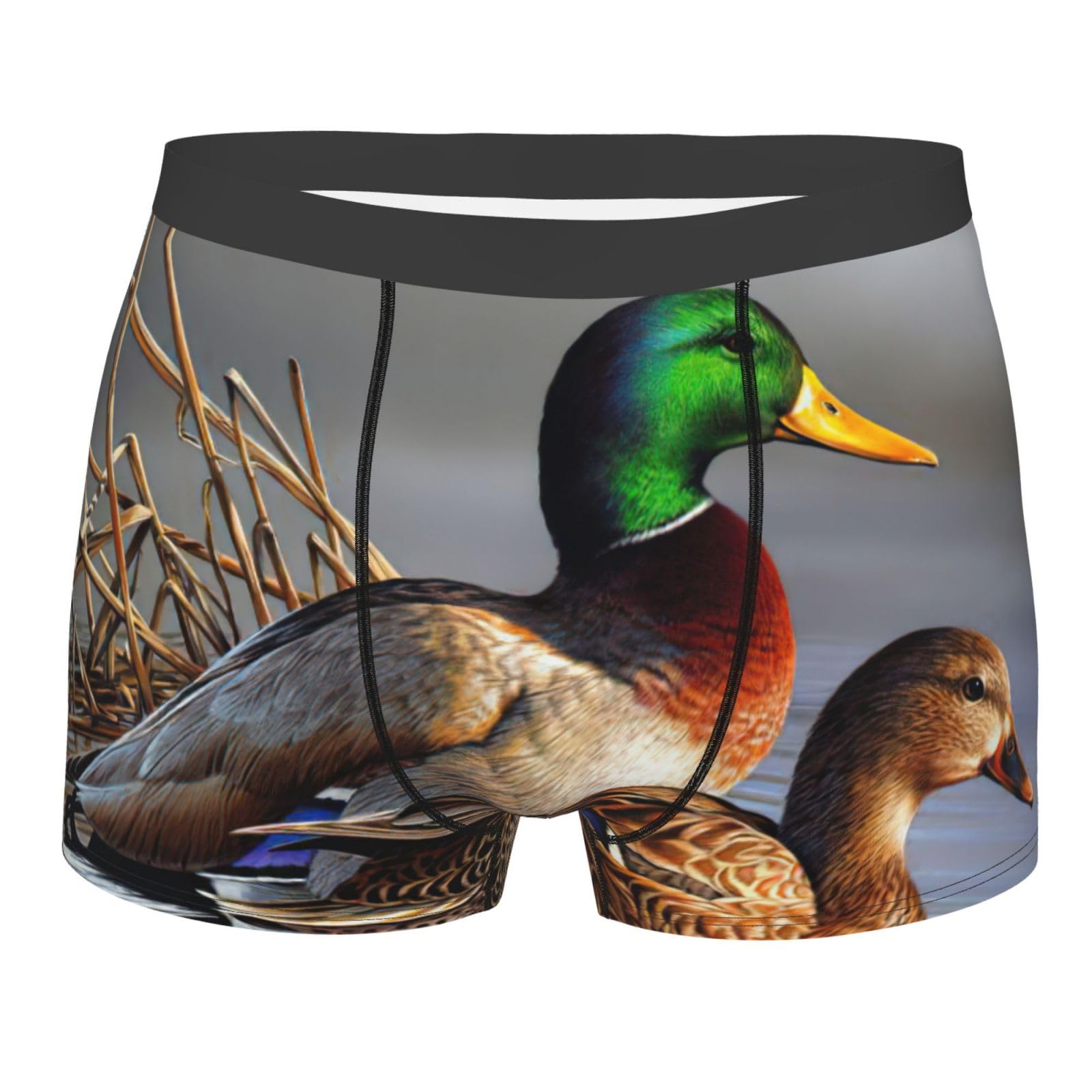 Yagdaa Men's Black Mallard Duck Print Underwear Boxer Briefs,Breathable Stretch Underwear With Comfortflexible Waistband