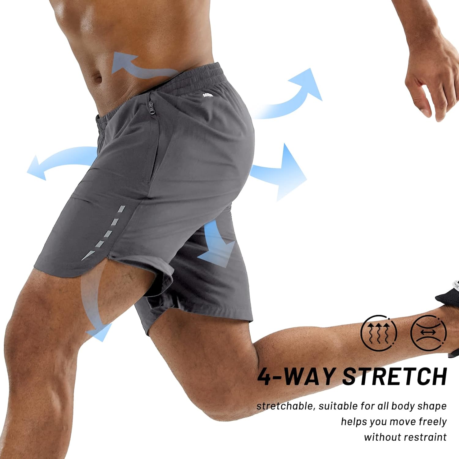 MIER Men's Running Shorts 7" Quick Dry Gym Athletic Workout Shorts with Zipper Pockets - Image 6