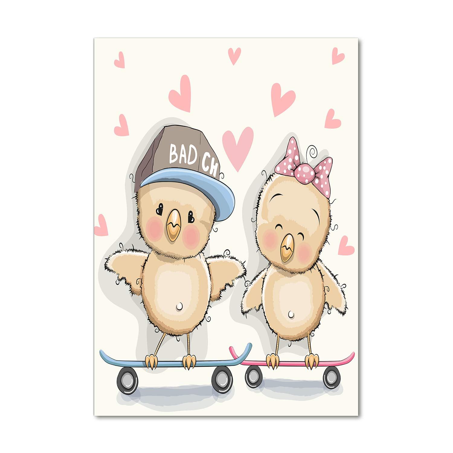 Impression sur verre acrylique 70x100 Tulup avec motif multicolore de poulets de skateboard