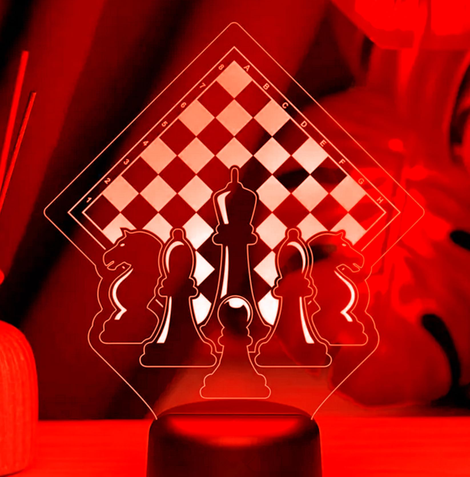 Nastrojowe światło szachowe 3D, 16 kolorów, USB, lampa stołowa LED, pomysł na prezent do domu, na imprezę, urodziny