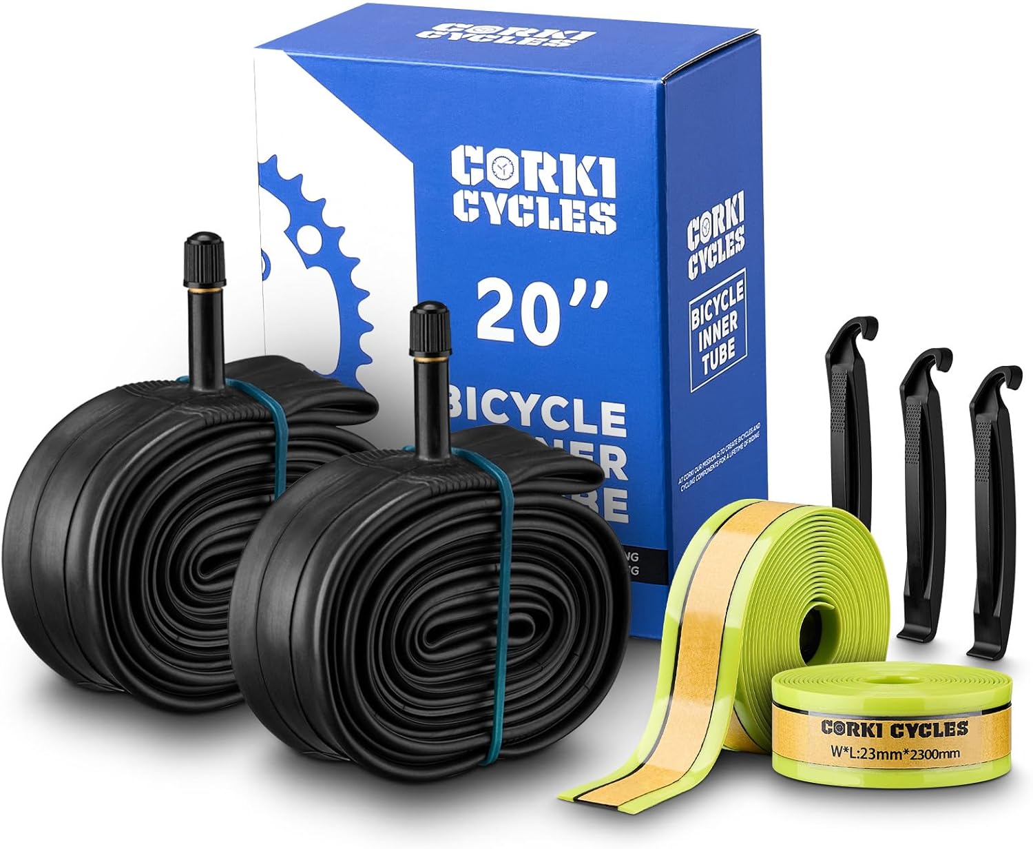 Bike Inner Tube 20 x 1.35-1.5 Schrader Valve 32mm with Bicycle Tire Liners 23mm