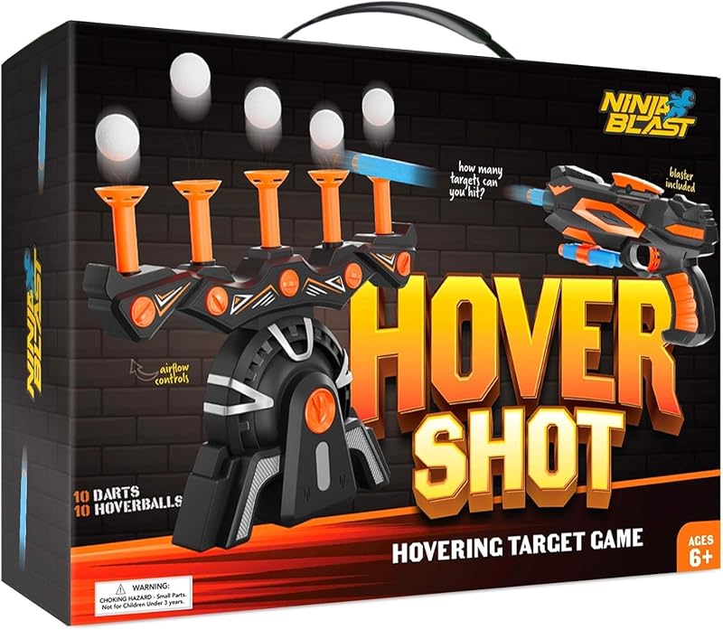 Juguete de tiro Hover Shot para niños - Juego de objetivo de pelota para pistolas Nerf Regalos de cumpleaños geniales Juguetes para niños mayores de 6 años La mejor idea de regalo para adolescentes - Pistola, objetivos y dardos