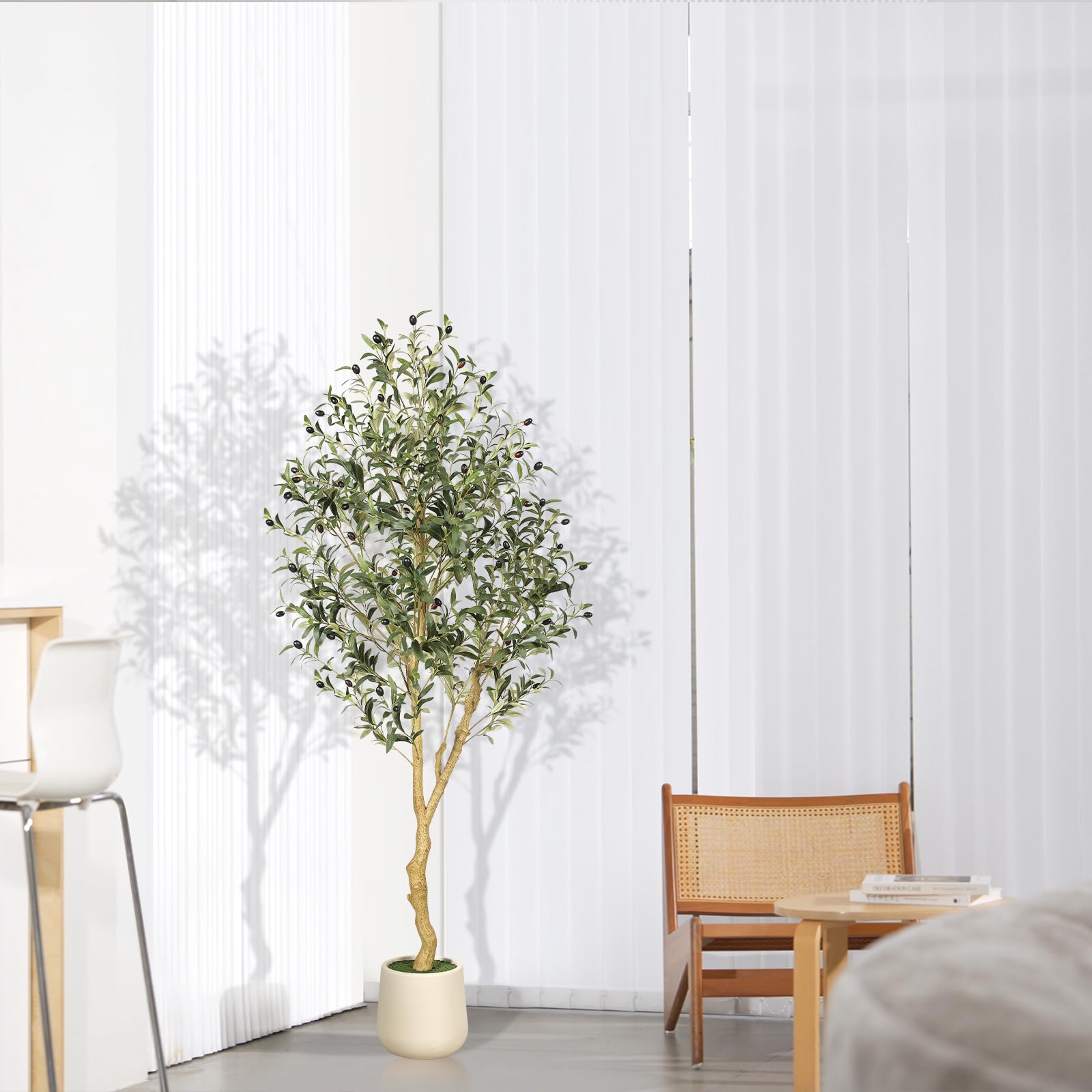 FEELEAD Oliviers artificiels 180 cm, avec Jardinière,Faux Arbre | Plante Artificielle,Décoration de Style Fausse Plante pour Maison Bureau Hôtel Centres Commerciaux Intérieur Extérieur
