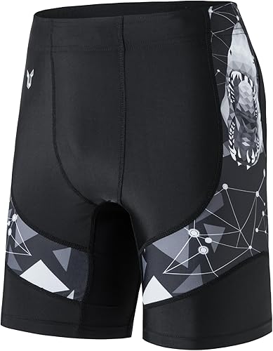 HUGE SPORTS Pantalones cortos de natación de compresión para hombre, traje de baño activo fresco y seco, pantalones cortos de entrenamiento, mallas
