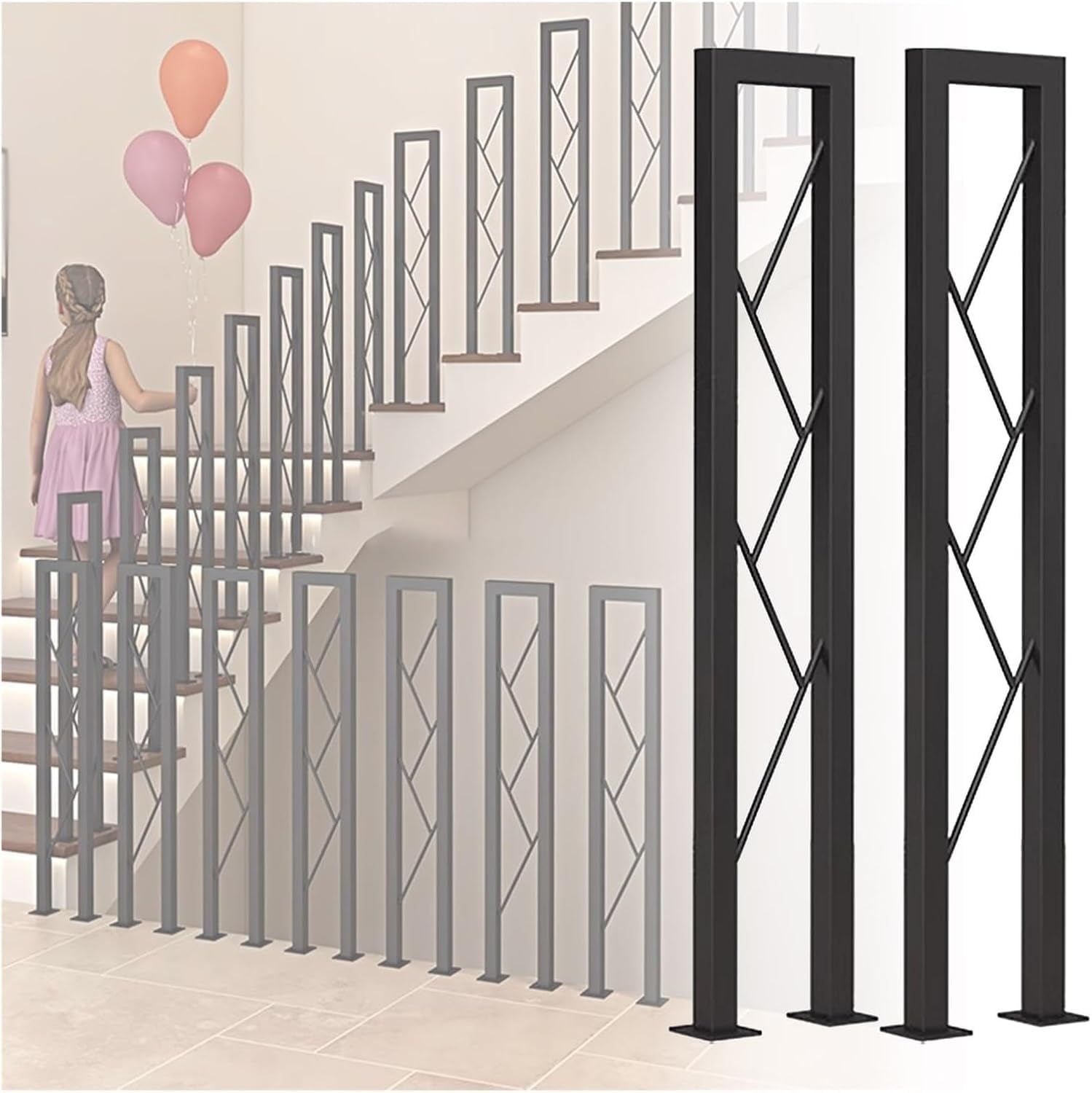 Rambarde d'escalier extérieure pour sécuriser le porche de maison et les marches de jardin en U