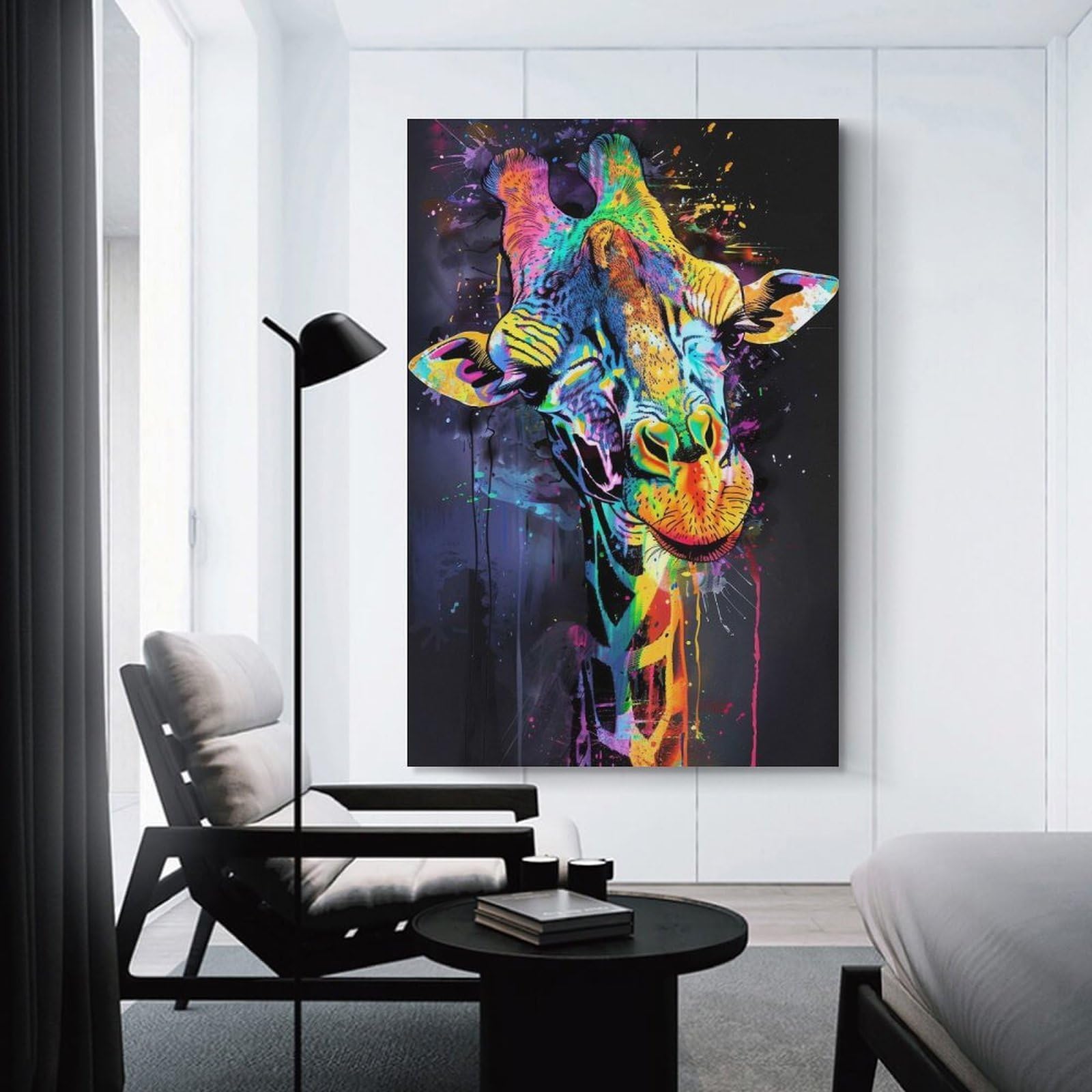 Junmoney Giraffe Popart Painting Wall Picture Print 12x18inch(30x45cm), for Home Walls, Creative Rooms Or Shared Spaces, Stylish Home Artwork for Focal Walls