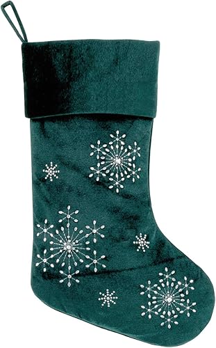 Miniatura 3 de Personalized Planet Calcetín de Navidad de terciopelo con nombre bordado personalizado, puño verde, divertida decoración festiva del hogar de