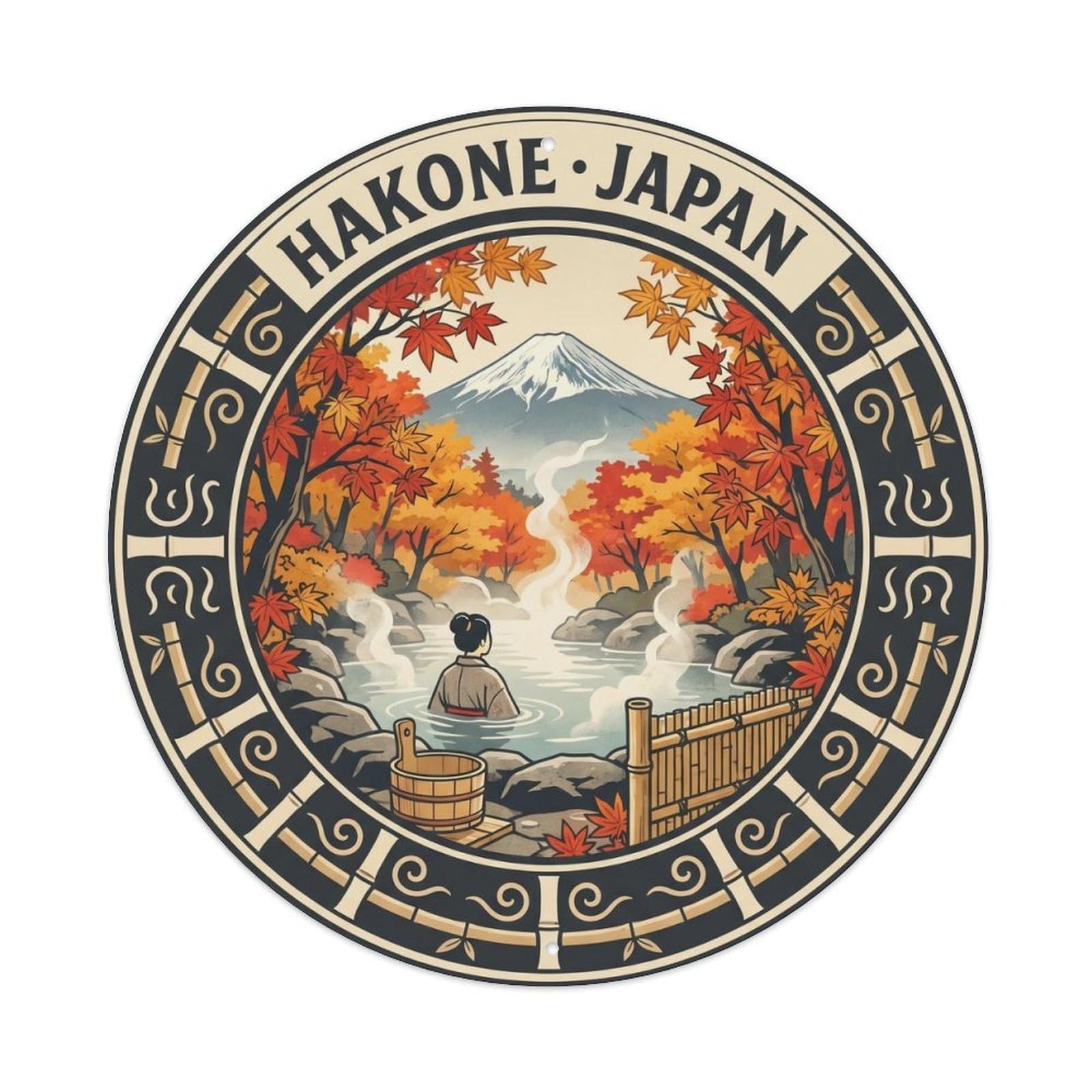 Hakone Ryokan Rotenburo Fuji Seasonal Japan Travel Metal Tin Sign
