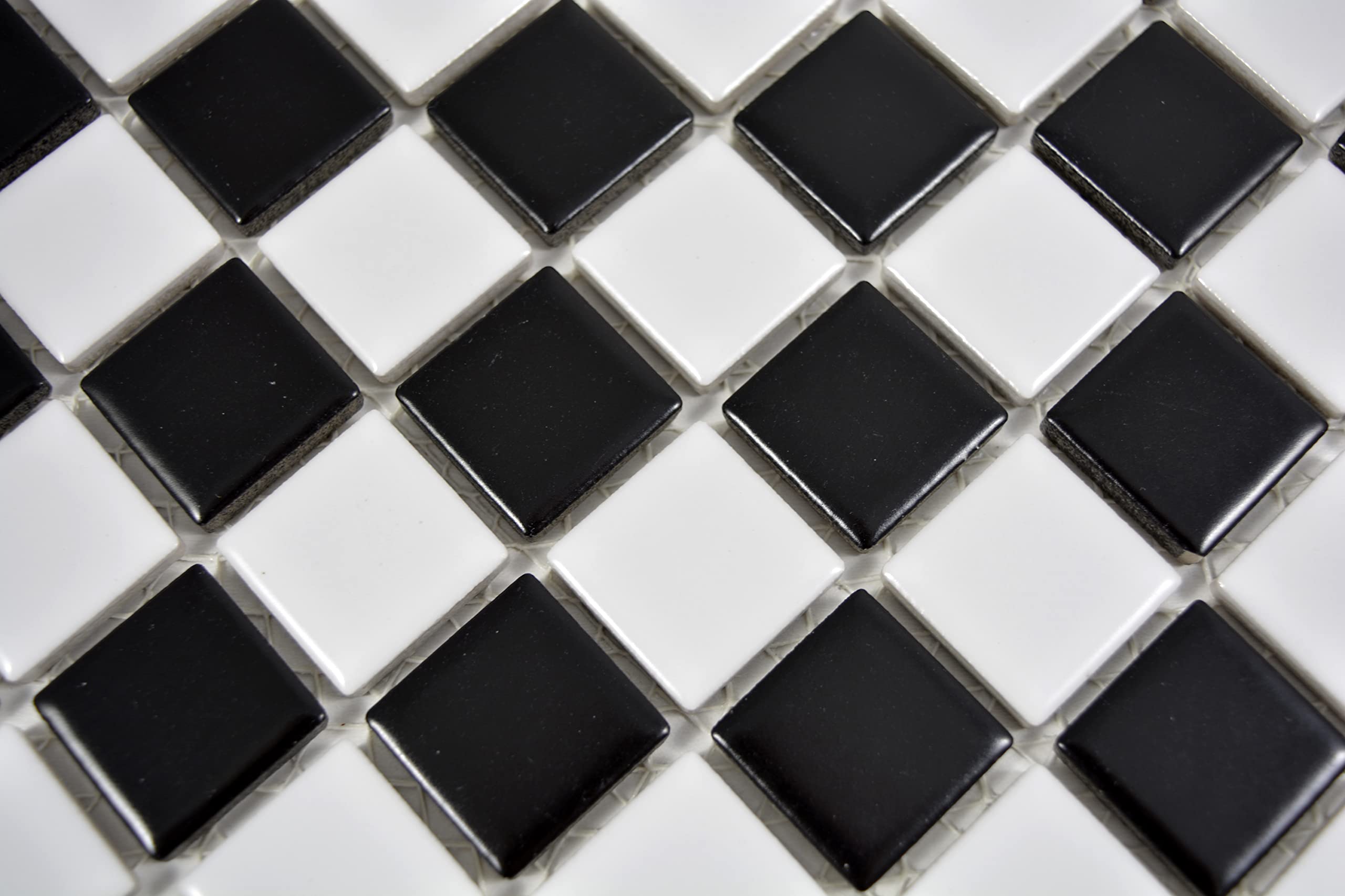 Piastrelle Mosaico Ceramica Bianco E Nero 30x30cm - Per Bagno, Cucina, Pavimenti E Pareti