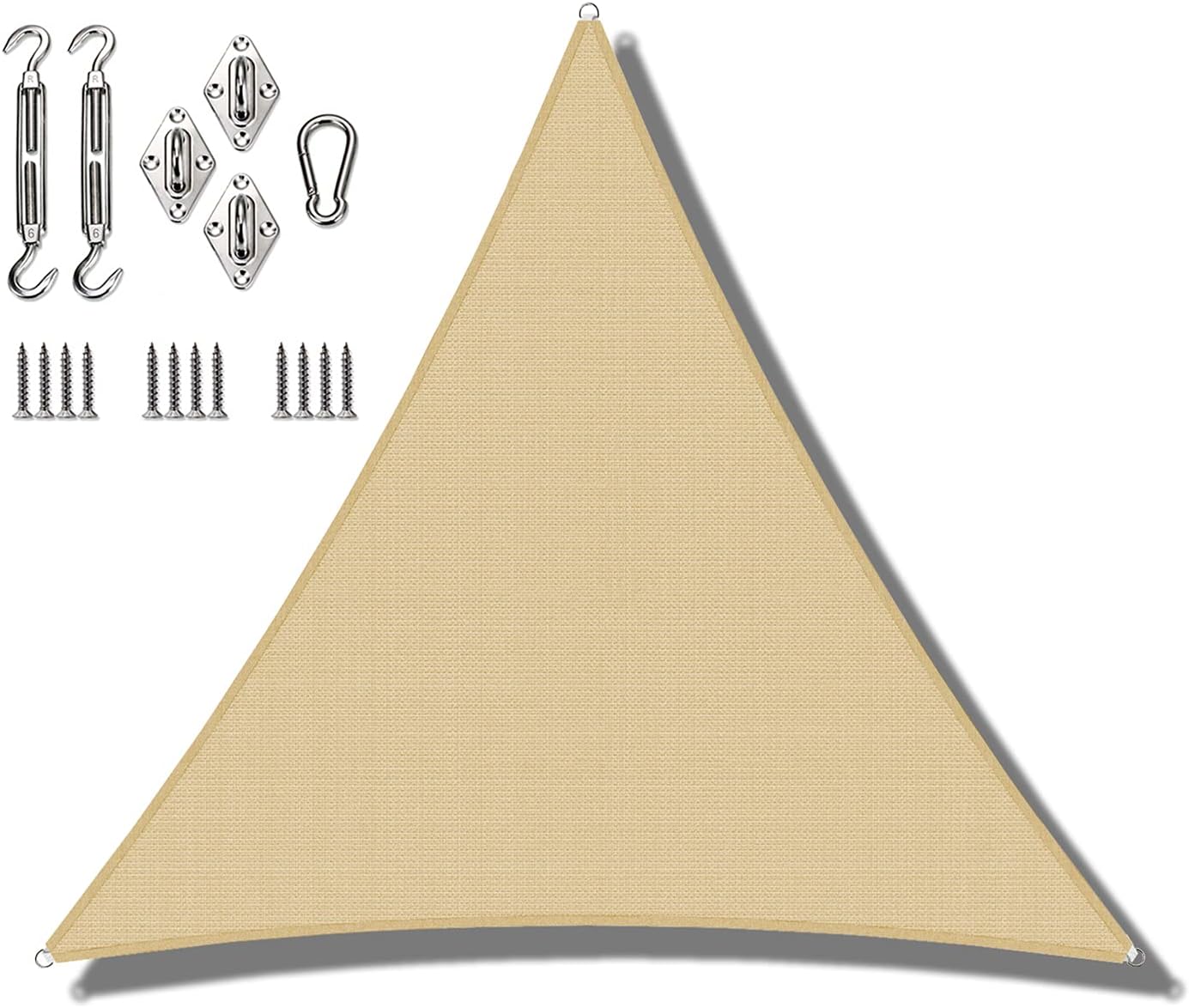 Coarbor 10'x10'x10' Triangle Sun Shade Sail with Hardware kit Perfect for Patio Deck Yard Outdoor Garden Permeable Sunshine Block Shade Cover-Orange