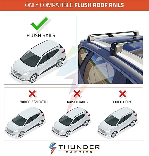 Miniatura 7 de Catch USA Barras transversales de techo de automóvil para Volvo V60 V90 XC40 XC60 XC90 con bloqueo 2011-2023 barra transversal de aluminio para