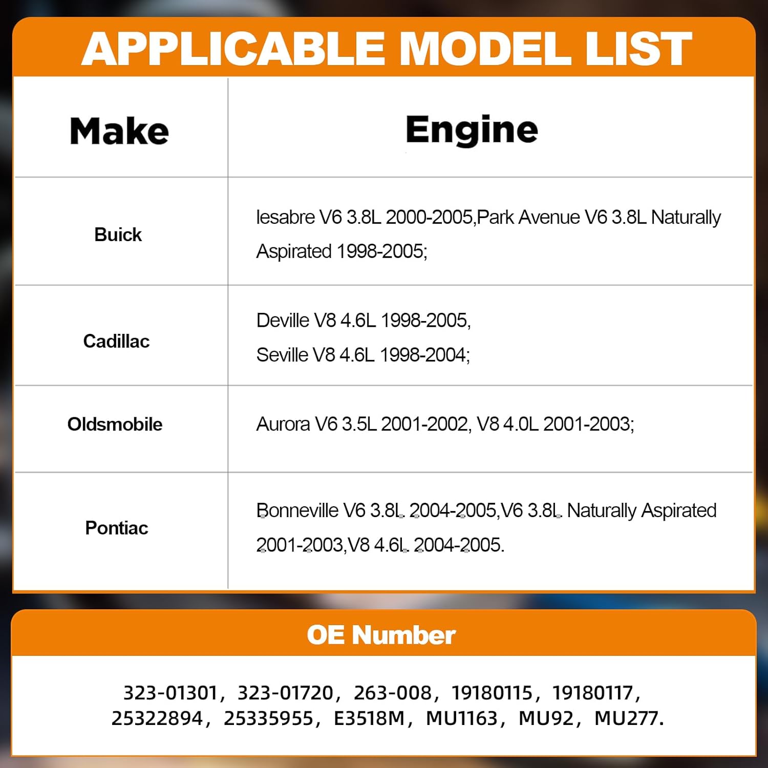 Electric Fuel Pump Assembly Compatible With Buick lesabre Park Avenue Cadillac Deville Seville Oldsmobile Aurora Pontiac Bonneville V6 V8 3.8L 4.0L 4.6L Replace E3518M MU1163 MU92 MU277