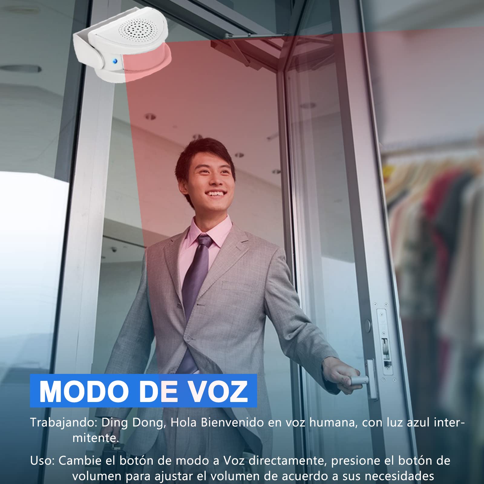 Kerui - Timbre inalámbrico M5, Detector de Movimiento con Alarma de Sonido para Puerta/Entrada de Puerta/casa y Tienda/Oficina, Alarma de Seguridad