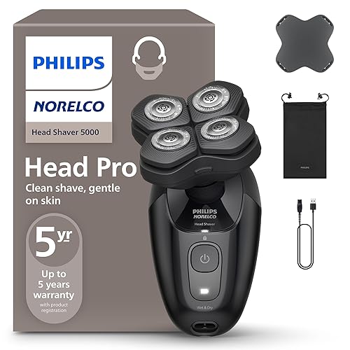 Philips Norelco Head Shaver Pro 5000 Series - Afeitadora de calavera para hombres y mujeres, cabezal flexible de 360 y cuchillas ComfortCut para un