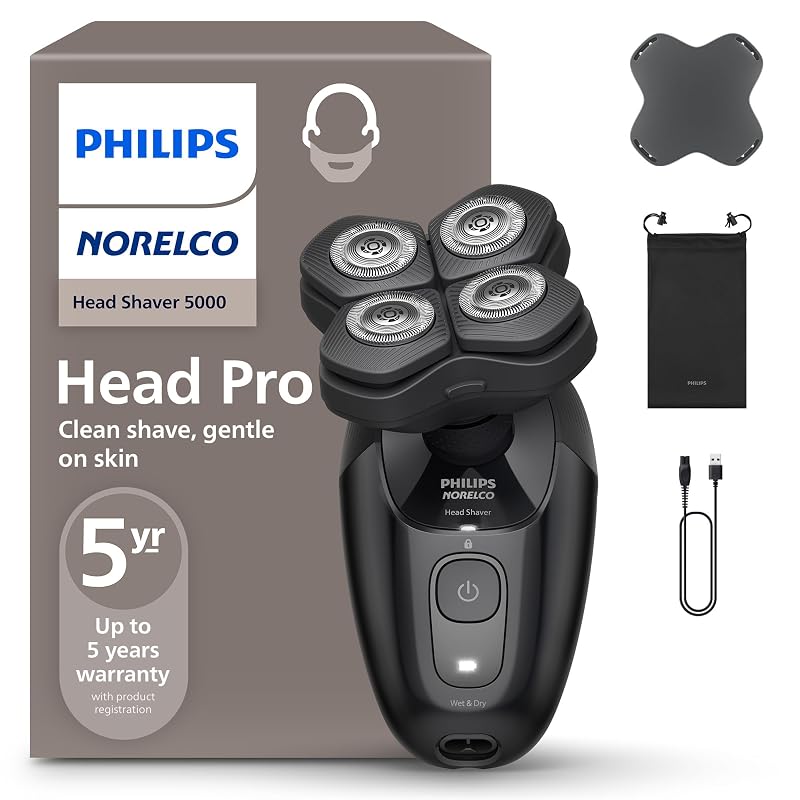 Barbeador Elétrico para Cabeça Philips Norelco Head Shaver Pro 5000 Series, Uso Seco ou Molhado