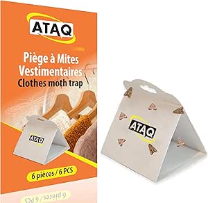 Pack De 6 Pièges à Mites Vestimentaires à Phéromones - Adhésif Non Toxique, Efficace 6 Semaines - ATAQ