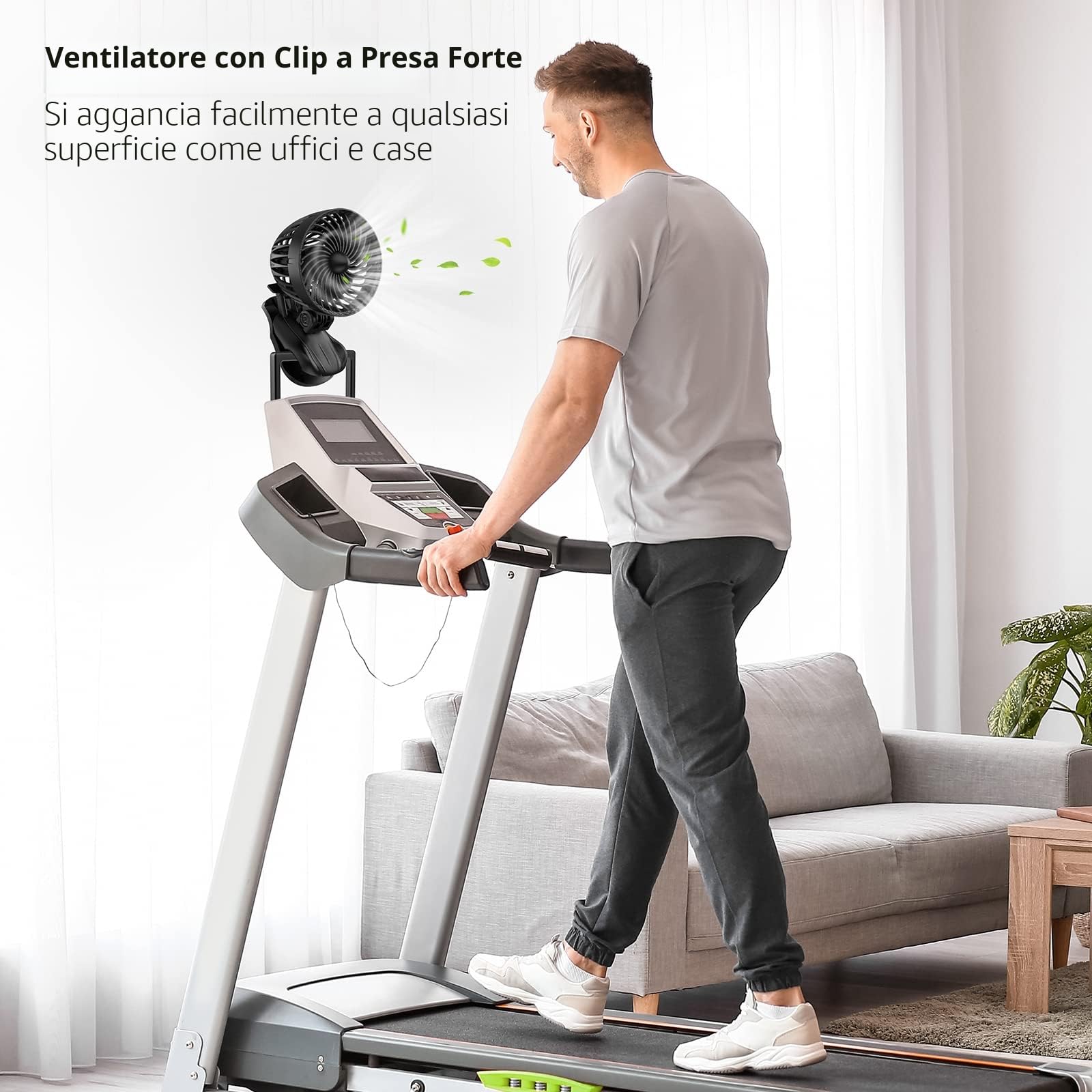 OUILA Ventilatore USB, Mini Ventilatore da Tavolo, 9 Velocità Fan con Clip, Rotazione a 360° Piccolo Fan per Camera da Letto, Casa, Ufficio, Auto, Campeggio - Nero (USB Alimentato)