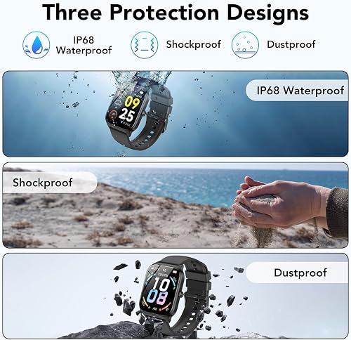 CASCHO Montre Connectée Femme Homme, 1.85" HD Smartwatch, 115+ Modes, Sport Tracker avec téléphonie Bluetooth,Montre Podomètre étanche IP68, Veille jusqu'à 30 Jours, iOS/Android - Noir Brillant - 8