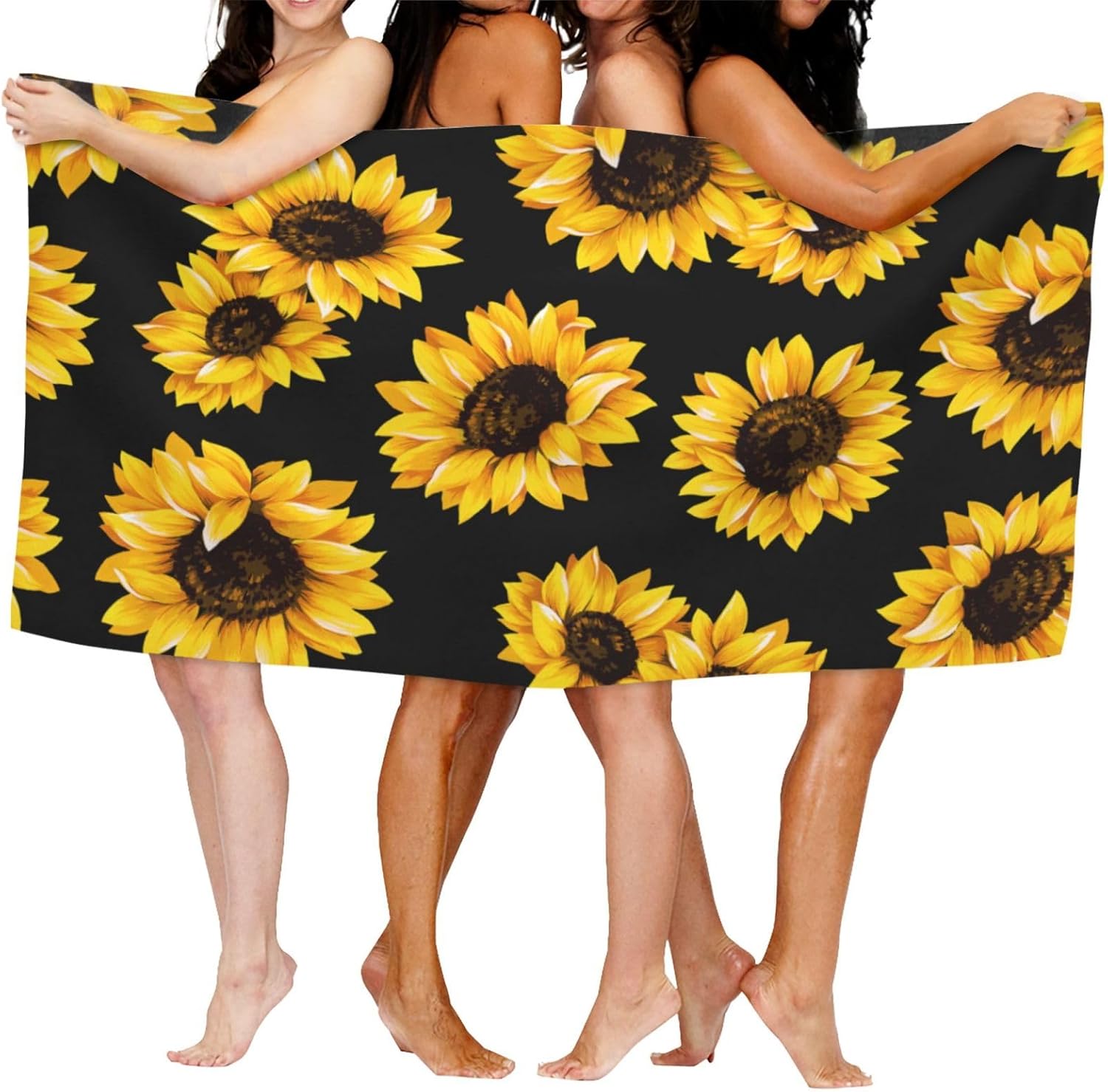 Ouqiuwa Lovely Sunflower Microfiber Soft Large Shower Towels Multipurpose Highly Absorbent for Bathroom, Pool, Etc.
