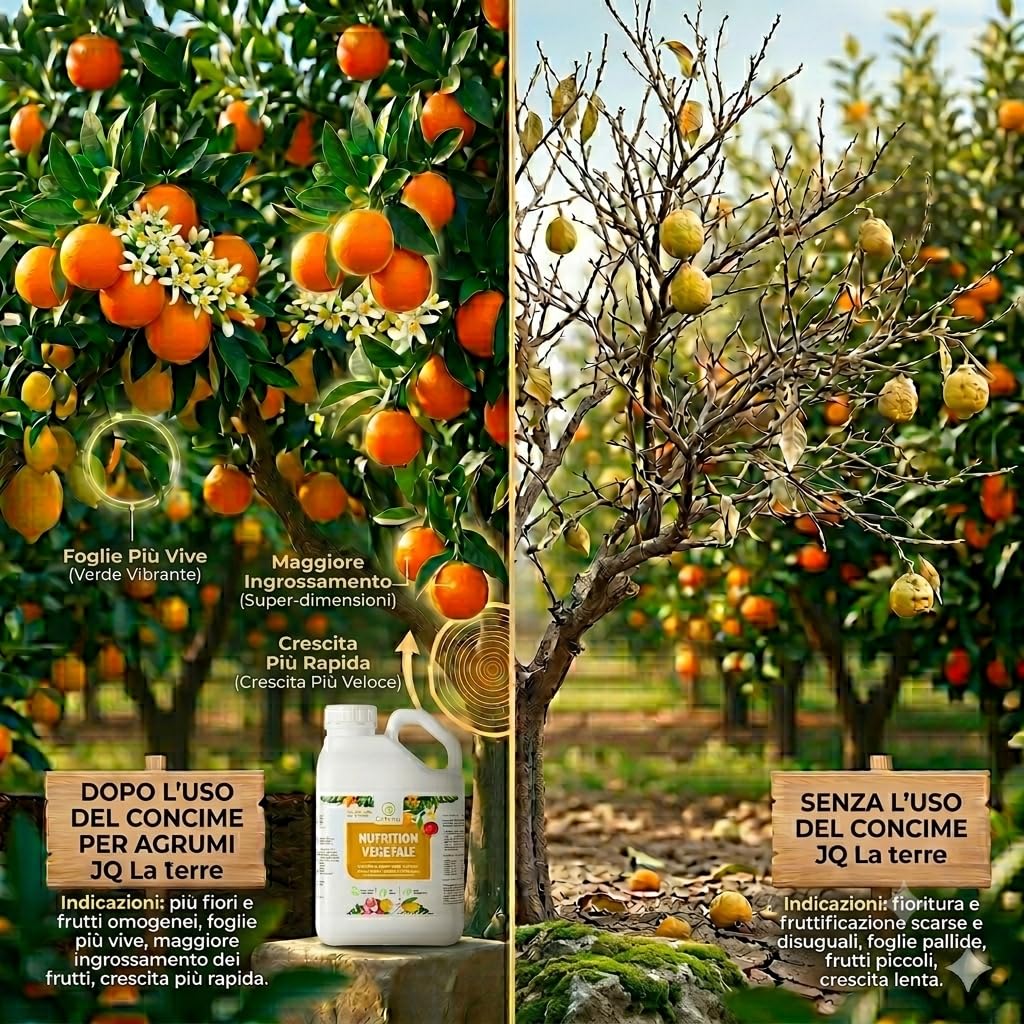 CONCIME PER AGRUMI DA 5 LITRI concime per limone liquido per agrumi, limone, arancia, pompelmo, mandarino, lime e kumquat, aminoacidi vegetali