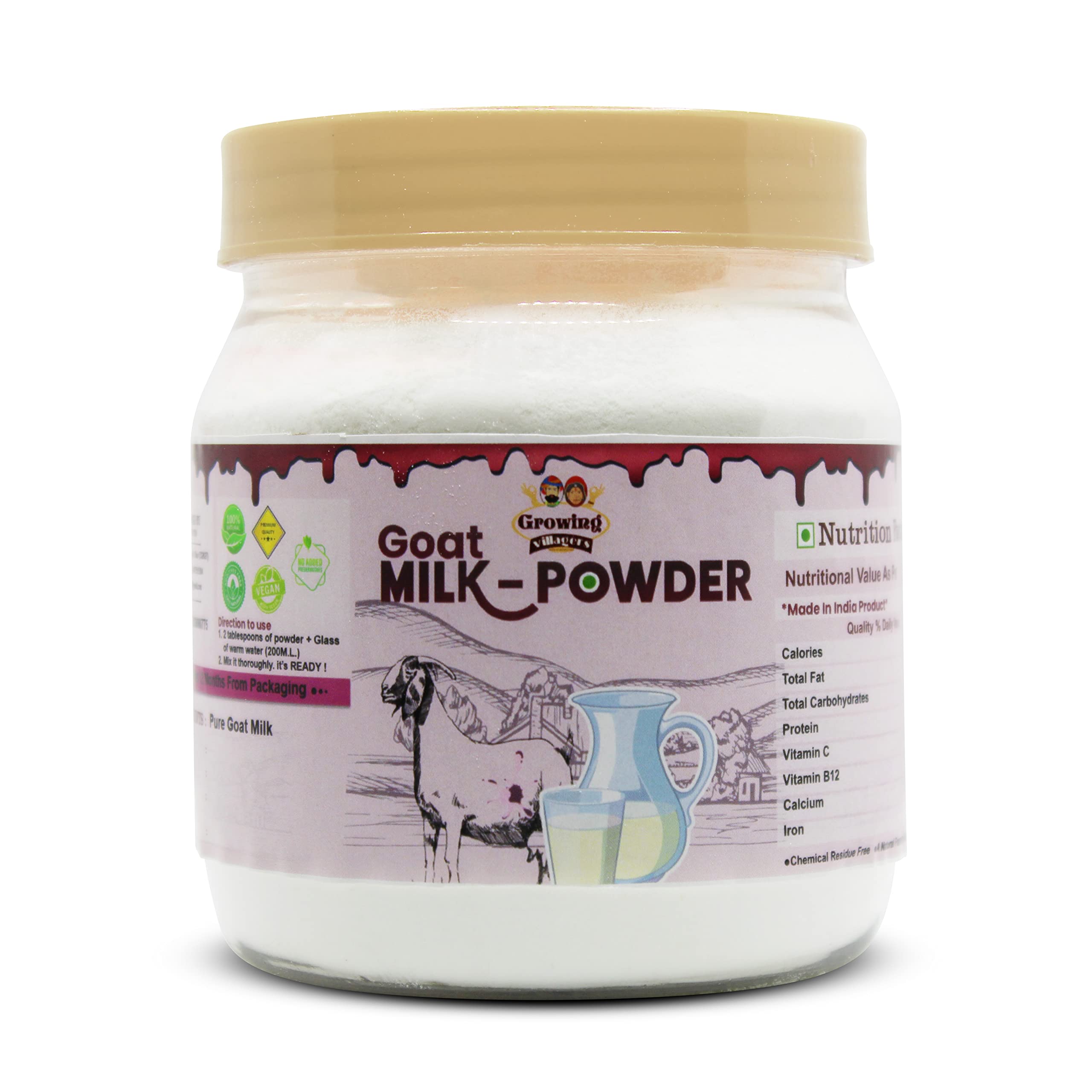 Growing Villagers Goat Milk Powder | Freeze Dried | Homemade Natural Grass Fed Goat Milk Powder | Substitute For Liquid Milk | Jar Of 150 Grams (B0BPZLBSXS) Amazon Price History, Amazon Price Tracker