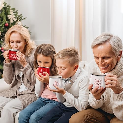 Miniatura 23 de Sawysine Juego de 6 tazas de café de Navidad, tazas de cerámica de 12 onzas, regalo de chocolate caliente para familiares, mamá, mujer, amiga, casa