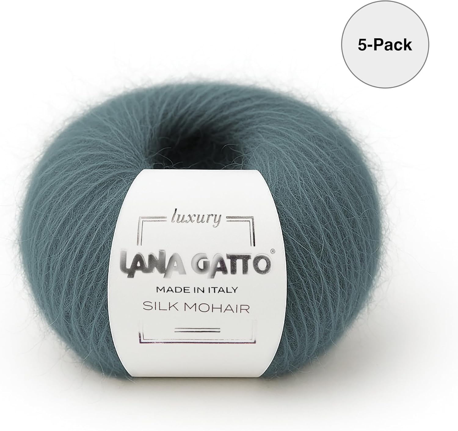 Silk Mohair Yarn for Knitting – Lace Weight Mohair Yarn with Silk, Made in Italy – Green-30486, 5 Skeins