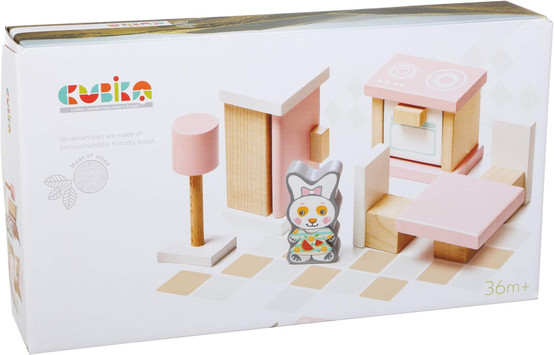Cubika-13975 Set of Ambient Kitchen and Dining Room Children's Set, Wood, Multicoloured (Levenya 13975)