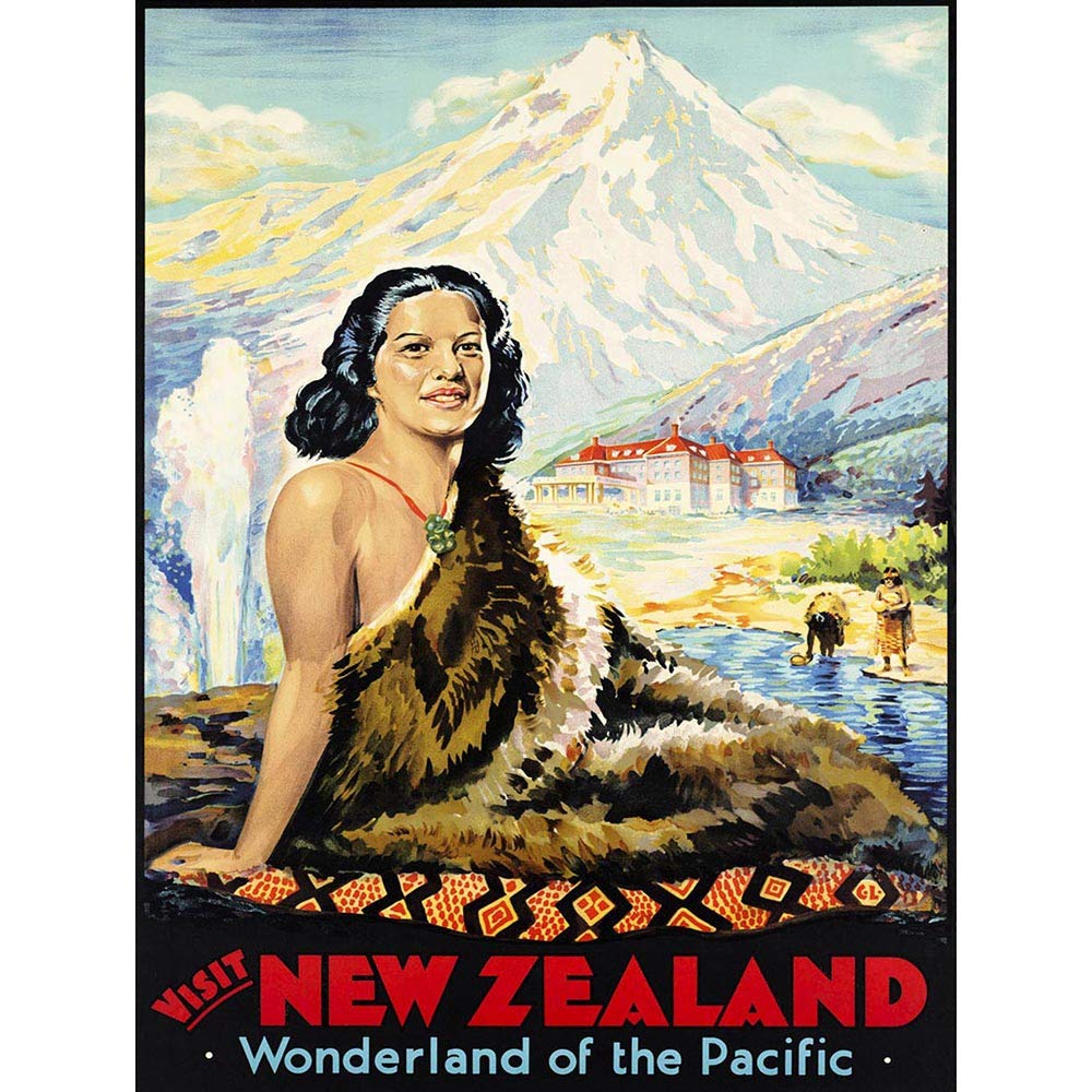 Wee Blue Coo Travel Zealand Wonderland Mountain Geyser Maori Art Print Poster Wall Decor 12X16 Inch
