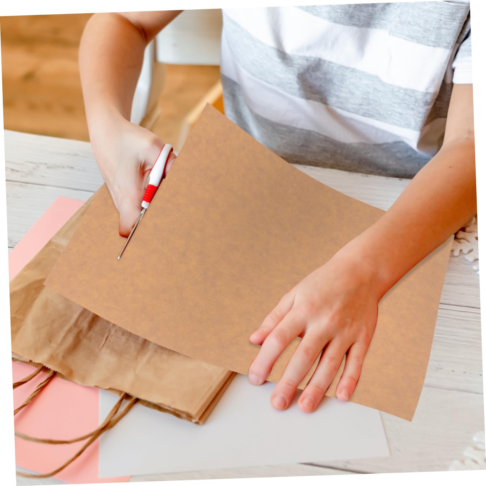 Hemobllo 50fogli Carta Kraft Adesiva Stampabile Etichette Adesive in Carta Kraft Adesivi Autoadesivi per Stampante Etichette per Ufficio e Scuola