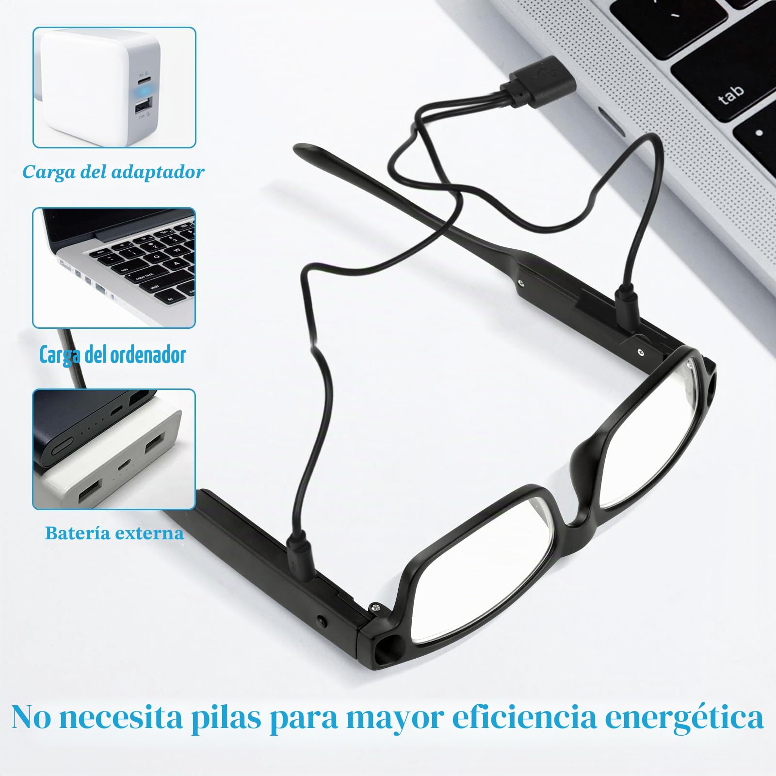 NZQXJXZ Gafas de Aumento con Luz LED Recargables por USB, 300% de Aumento, Gafas con Lupa de Cabeza Manos Libres para Trabajos de Cerca, Pasatiempos, Lectura y Manualidades