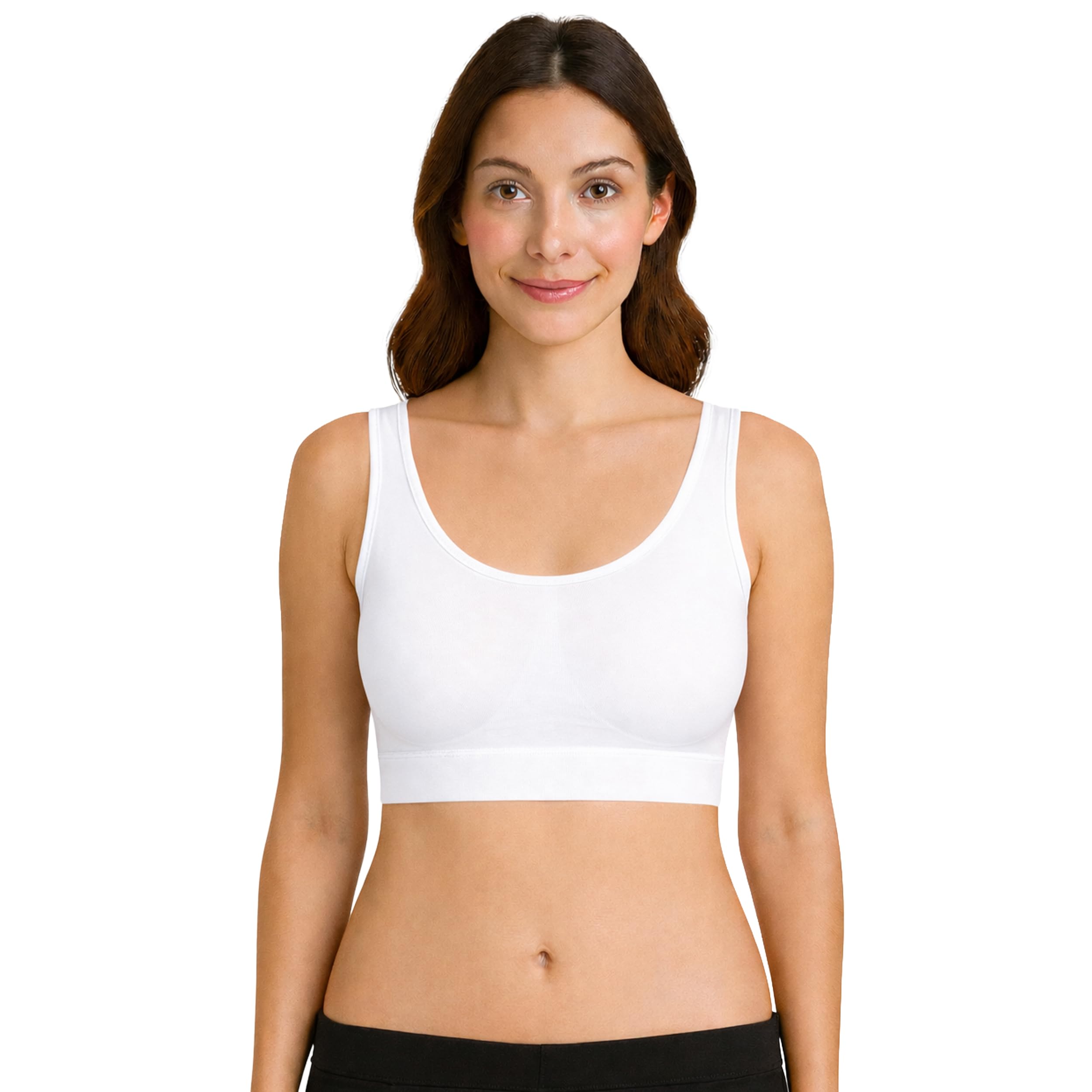 UnsichtBra Mujer Set de 3 Sujetadores | Bralette Sin Aros | Ultra Cómodo e Invisible | Antisudor | Sin Costuras | Elástico y Transpirable | Negro, Blanco, Beige | Lencería de Algodón