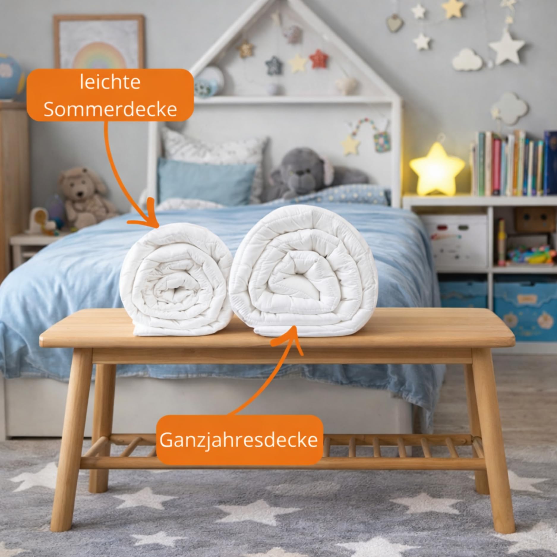 sleepling Sommer Daunendecke 100x135 cm Kinder, leichte Sommerdaunendecke, 90% Daunen & 10% Federn, Kinderbettdecke, Sommerbettdecke 100x135cm, Made in EU, Downpass, Oeko-Tex, waschbar bis 60 Grad
