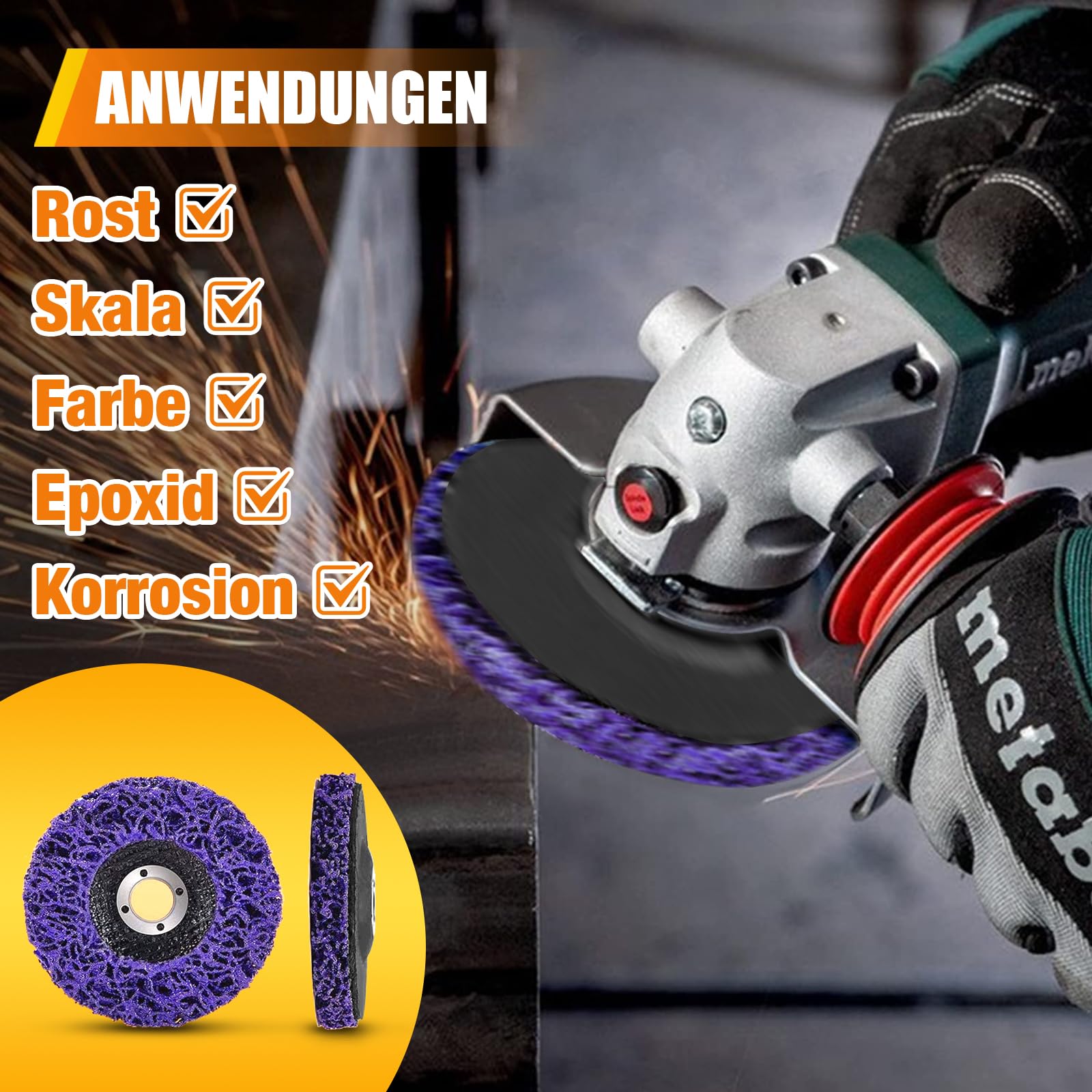 Dischi Abrasivi CSD 125mm - Set 5 Pezzi Per Pulizia, Rimozione Ruggine E Vernice, Nylon Resistente - Foto 5