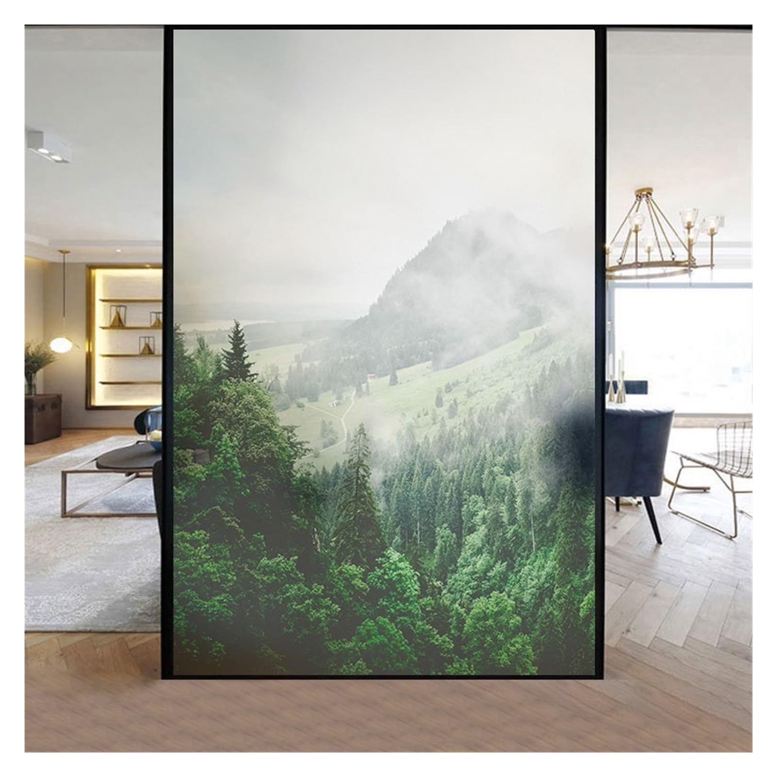 Forest Window Film Simple Landscape Stained Blackout Bathroom Door Glass Sunscreen Static Cling Frosted for Bathroom,Windows(Color7,45x120 cm)