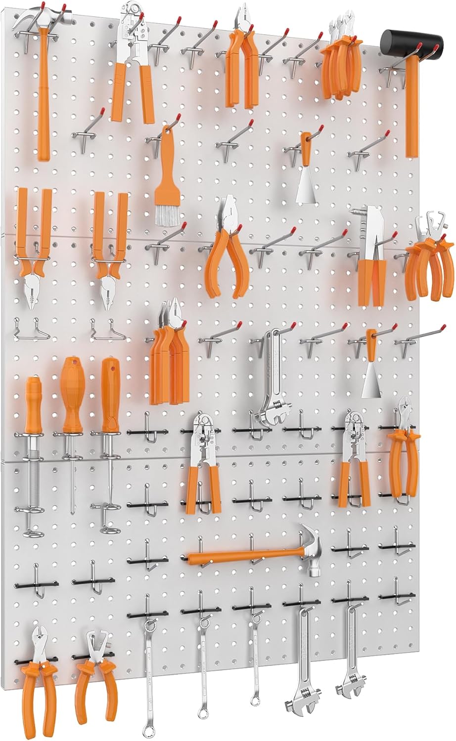 WALMANN 96 PCS Metal Pegboard with Pegboard Hooks, Garage Wall Tools Storage Pegboard for Garage, Workbench, Peg Boards, Tool Organizer Board and Hooks(Grey)