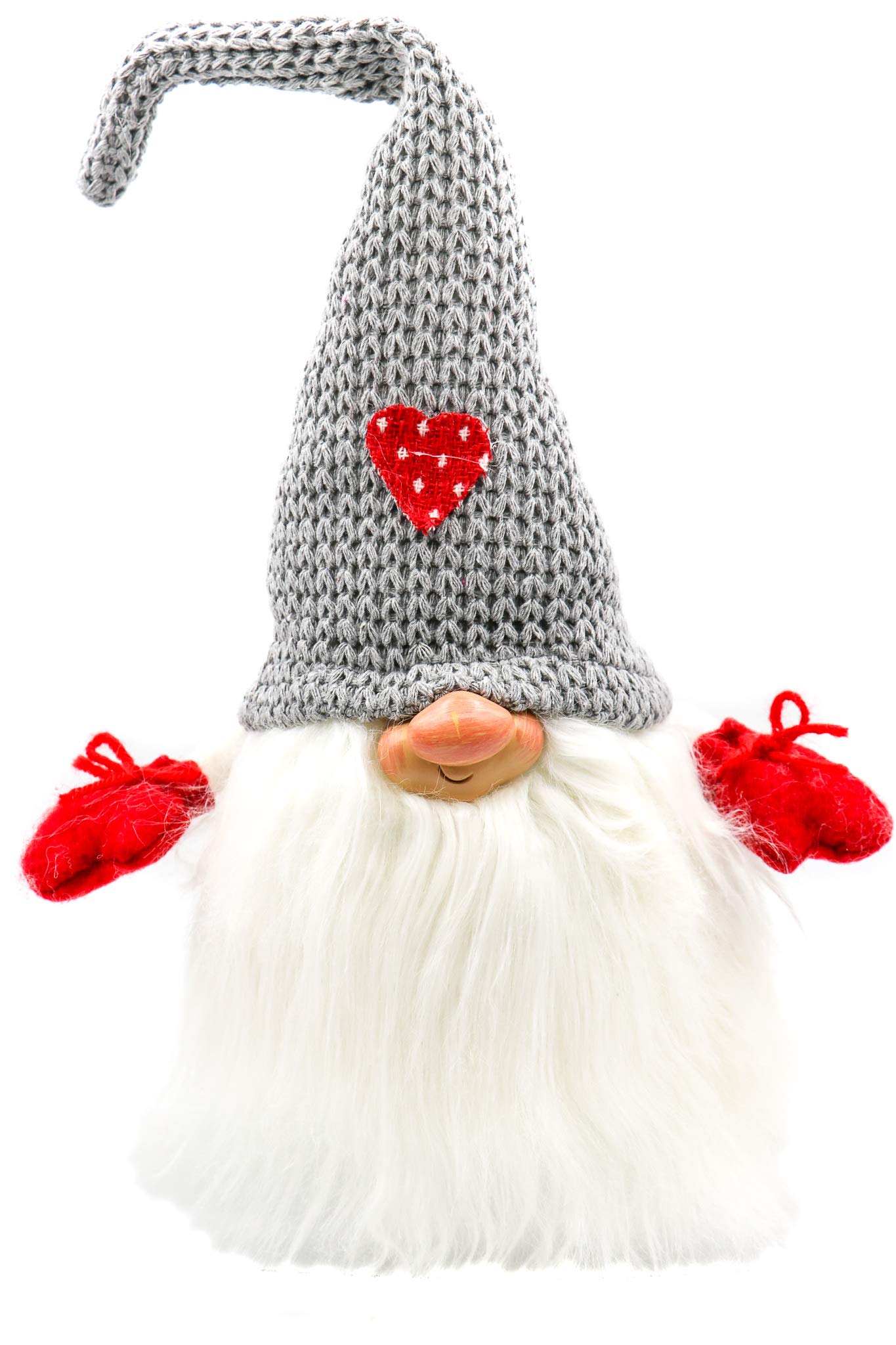 2 Niedliche Wichtel ~ Mütze Herz - grau weiß und rot weiß ~ Weihnachtswichtel Zwerg Weihnachtsdeko