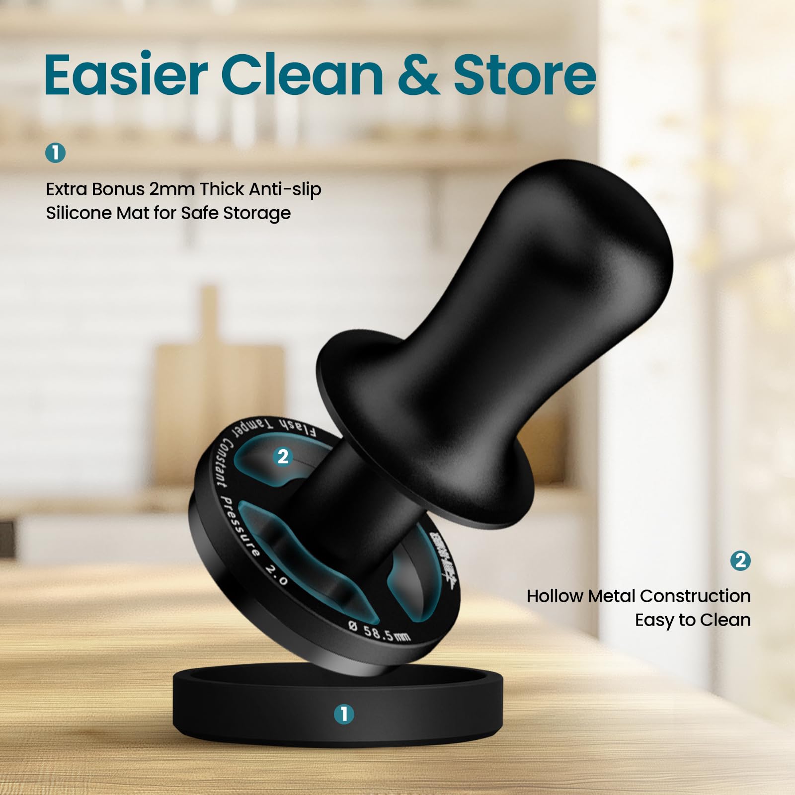 MHW-3BOMBER Tamper de café espresso de 53,3 mm, presión constante de 30 libras con retroalimentación de sonido para barista, carga de resorte extra de 15 libras, compatible con portafiltro de 54 mm,