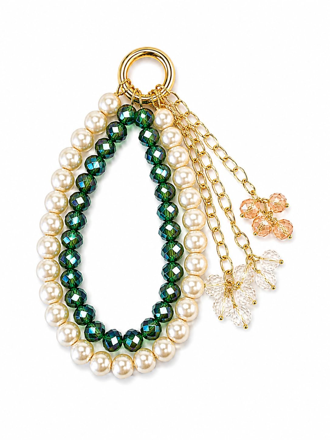 Luxury Pearl Crystal Phone Charm | With Premium Gold Ring Charm-image-13