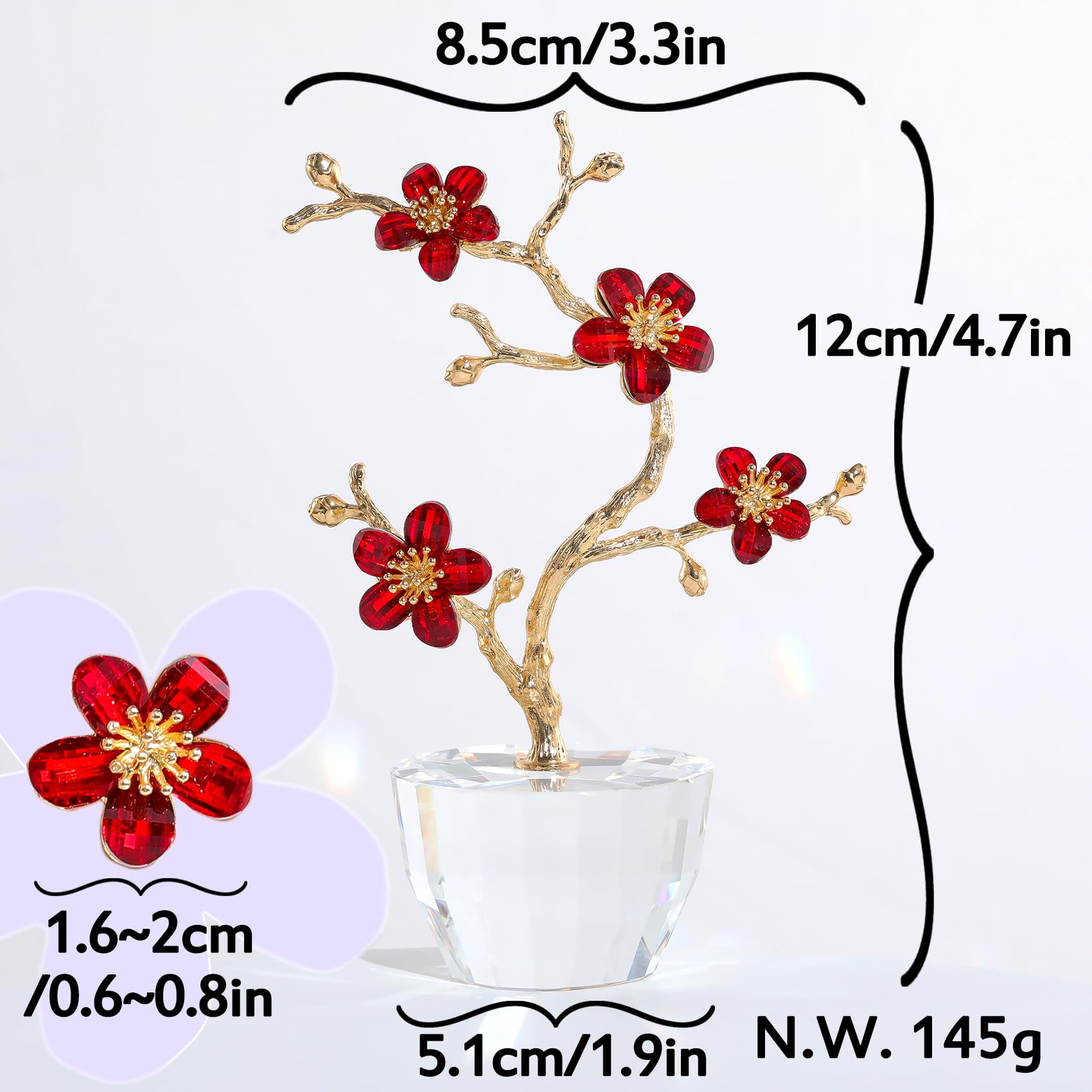 Amazon.co.jp: 紅梅 梅の花 K9 クリスタル ガラスフラワー 置物 誕生日
