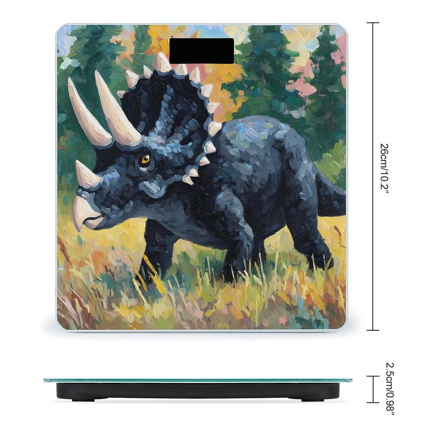 Black Triceratops Dinosaur Digital Body Weight Scale LCD Backlight Display for Bathroom Gym