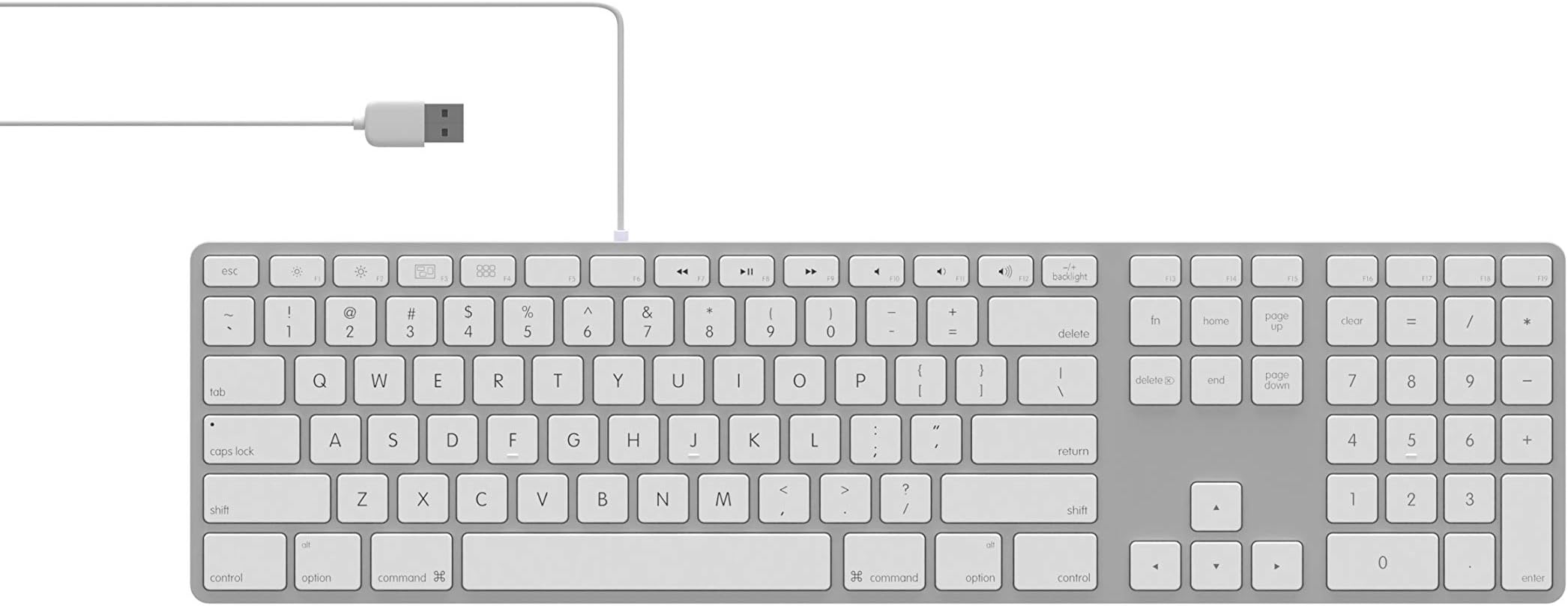 RGB Backlit Wired Aluminum Keyboard for Mac - Silver